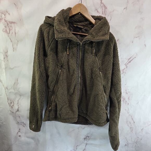 Kuhl Jackets & Blazers - Kuhl Jacket Women XL Brown Fleece Full Zip Teddy Sherpa Hooded Flight Pit Zips